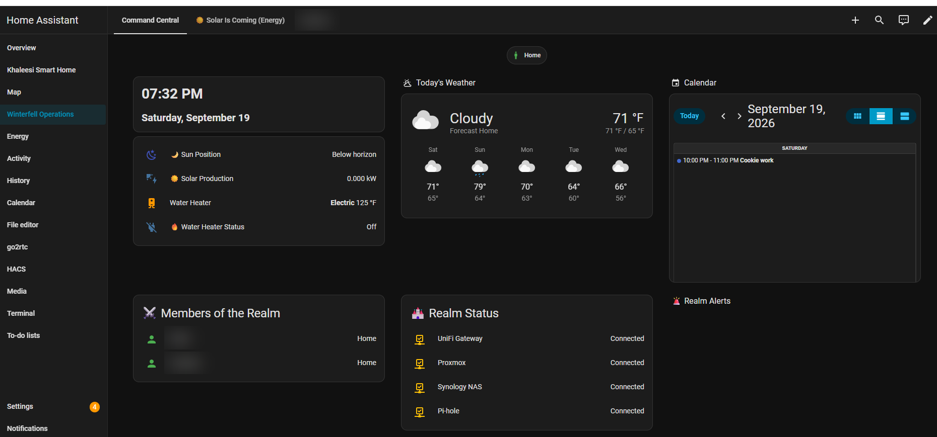 Home Assistant operations dashboard